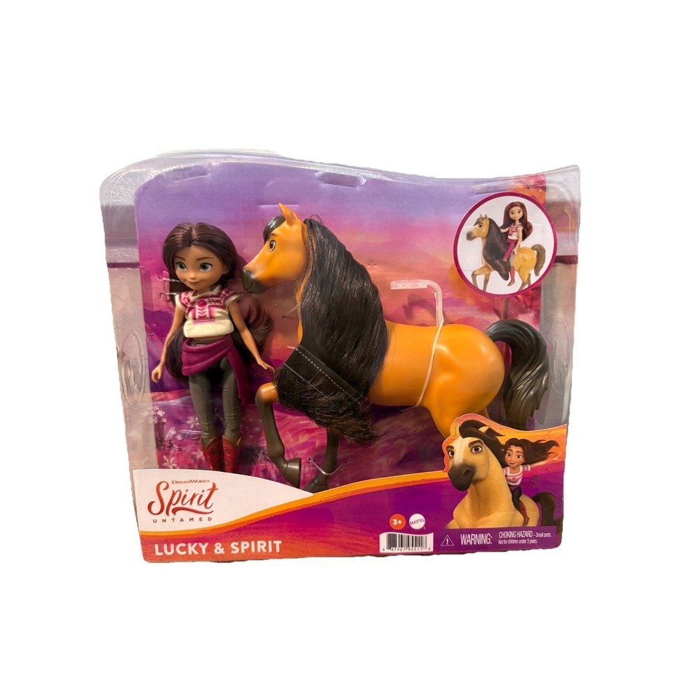 Dreamworks Spirit Untamed Lucky 7" Doll & Spirit 8" Horse Playset Mattel 2020